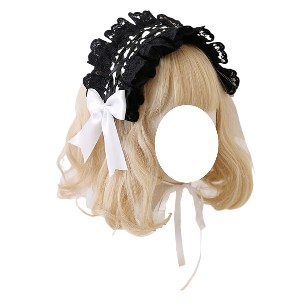 8179 Lolita Headband Black Lace Maid Hairband Hair Accessories Girls Gothic